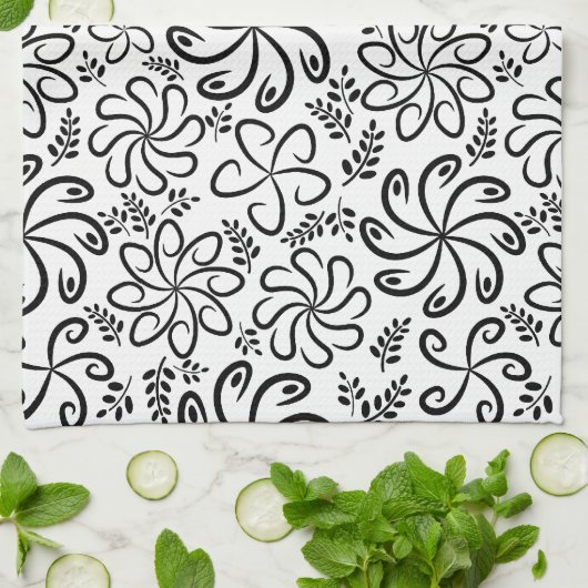 Schönes Schwarz-Weiß-Handtuch Küchentuch (Gefaltet)