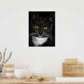Schönes Schwarz-Weiß-Katzenposter Poster (Küche)