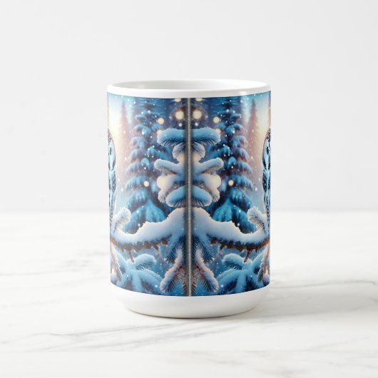Schönes Schwarz-Weiß-Owl im Winter Kaffeetasse (Mittel)