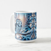 Schönes Schwarz-Weiß-Owl im Winter Kaffeetasse (Vorderseite Links)