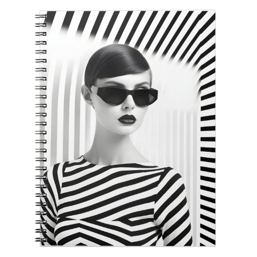 Schönes Schwarz-Weiß-Portrait mit Kunst Notizblock (Vorderseite)