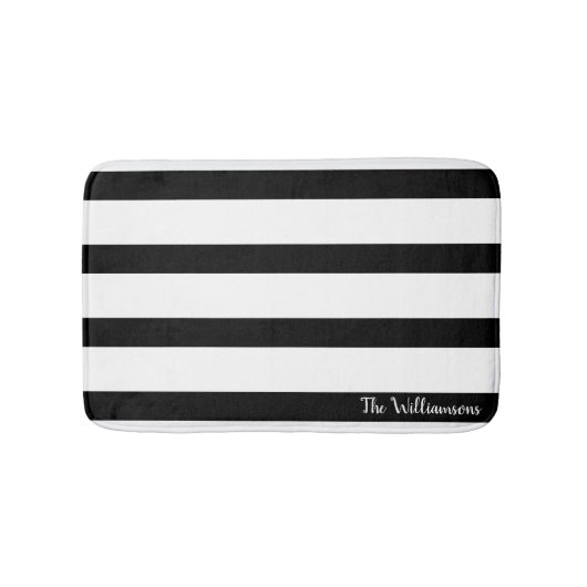 Schönes Schwarz-Weiß-Streifen Badematte (Vorderseite)
