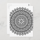Schönes schwarz-weißes Mandala zum Färben in Postkarte (Vorne/Hinten)