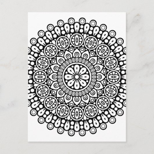 Schönes schwarz-weißes Mandala zum Färben in Postkarte (Vorderseite)