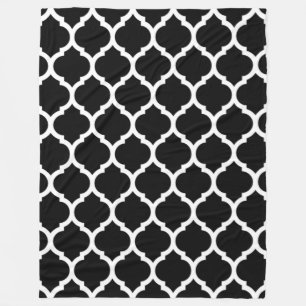 Schönes Schwarz-weißes marokkanisches Quatrefolien Fleecedecke
