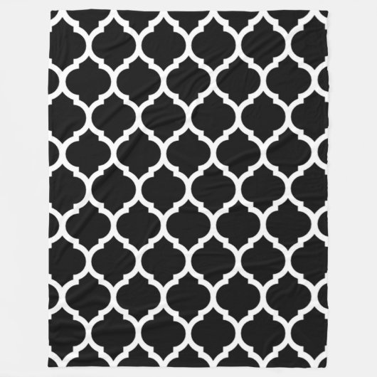 Schönes Schwarz-weißes marokkanisches Quatrefolien Fleecedecke (Vorderseite)