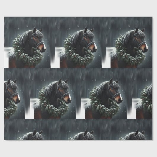 Schönes Schwarz-weißes Pferd Reittier Liebe Geschenkpapier (Flach)