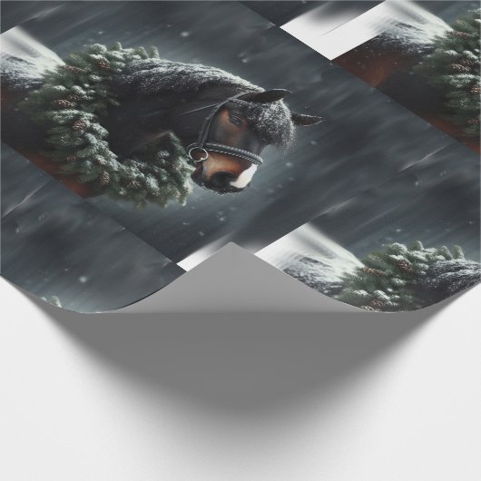 Schönes Schwarz-weißes Pferd Reittier Liebe Geschenkpapier (Ecke)