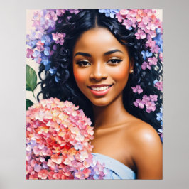 Schönes Schwarze Hydrangeas Portrait Poster