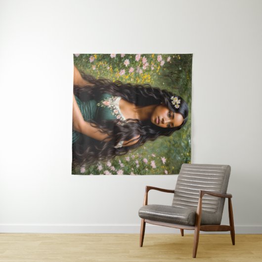 Schönes Schwarzes Blumenportrait Wandteppich (Beispiel (Horizontal))