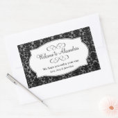 Schönes schwarzes Damastmuster aus der Stadtgesche Rechteckiger Aufkleber (Umschlag)