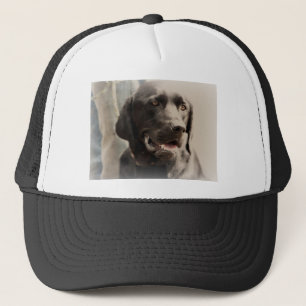 Schönes schwarzes Labrador retriever-Porträt Truckerkappe