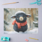 Schönes schwarzes Lamm mit rotem Scarf Decoupage Seidenpapier (Basteln)