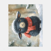 Schönes schwarzes Lamm mit rotem Scarf Fleecedecke (Vorderseite)