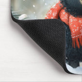 Schönes schwarzes Lamm mit rotem Scarf Mousepad (Ecke)