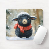 Schönes schwarzes Lamm mit rotem Scarf Mousepad (Mit Mouse)
