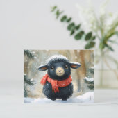 Schönes schwarzes Lamm mit rotem Scarf Postkarte (Stehend Vorderseite)