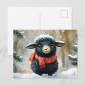 Schönes schwarzes Lamm mit rotem Scarf Postkarte (Vorne/Hinten)