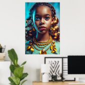 Schönes schwarzes Mädchen, Schwarz-Geschichte-Mona Poster (Heimbüro)