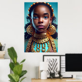 Schönes schwarzes Mädchen Sie Lieben Ohrringe, Arm Poster (Heimbüro)