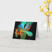 Schönes Schwarzes Orange Grünes Fraktal Kunst Karte (Gelbe Blume)