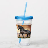 Schönes Schwarzes Pferd Acryltrinkbecher (Rückseite)