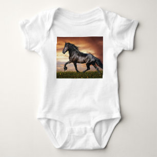 Schönes Schwarzes Pferd Baby Strampler