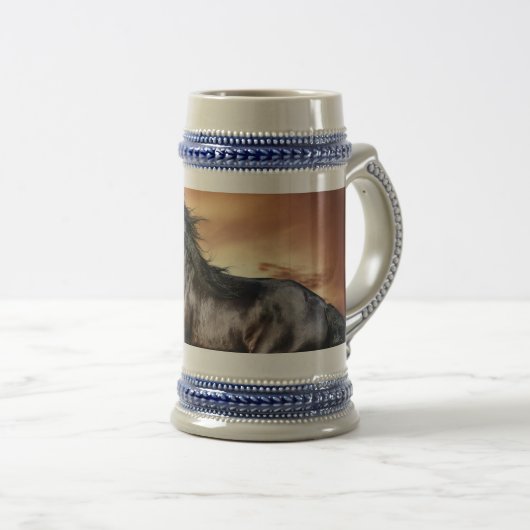 Schönes Schwarzes Pferd Bierglas (VorderseiteRechts)