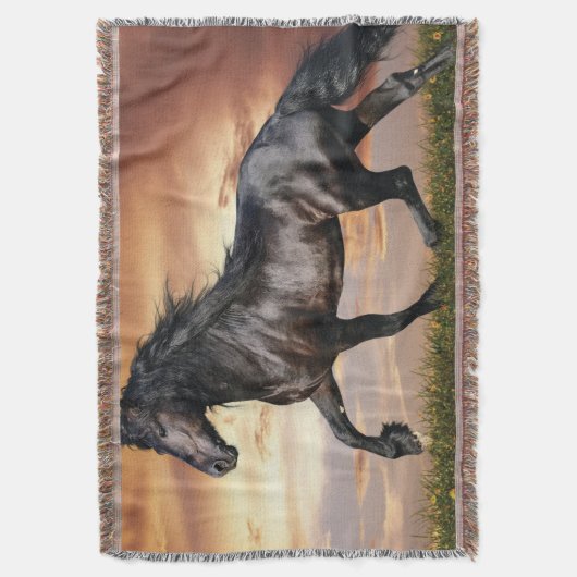 Schönes Schwarzes Pferd Decke (Vorderseite Vertikal)