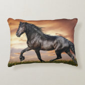 Schönes Schwarzes Pferd Dekokissen (Vorderseite)