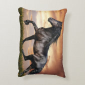 Schönes Schwarzes Pferd Dekokissen (Rückseite(Vertikal))