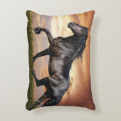 Schönes Schwarzes Pferd Dekokissen (Vorderseite(Vertikal))