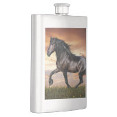 Schönes Schwarzes Pferd Flachmann (Rechts)