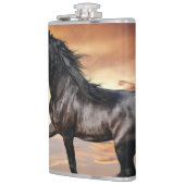 Schönes Schwarzes Pferd Flachmann (Links)