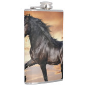 Schönes Schwarzes Pferd Flachmann (Rechts)