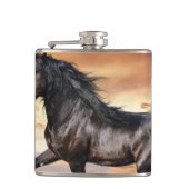 Schönes Schwarzes Pferd Flachmann (Vorderseite)