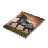 Schönes Schwarzes Pferd Fliese (Seite)
