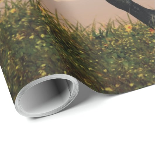 Schönes Schwarzes Pferd Geschenkpapier (Rolleneckpunkt)