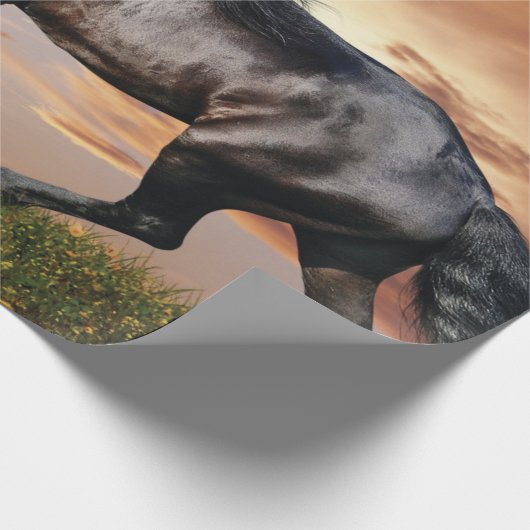 Schönes Schwarzes Pferd Geschenkpapier (Ecke)