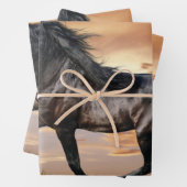 Schönes Schwarzes Pferd Geschenkpapier Set (Beispiel)