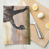 Schönes Schwarzes Pferd Geschirrtuch (Viertel Falte)