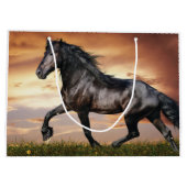 Schönes Schwarzes Pferd Große Geschenktüte (Rückseite)