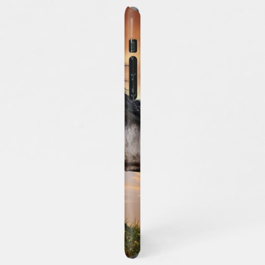 Schönes Schwarzes Pferd iPhone Hülle (Linke Seite)