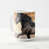 Schönes Schwarzes Pferd Kaffeetasse (Vorderseite Links)