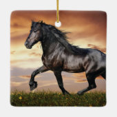 Schönes Schwarzes Pferd Keramikornament (Rückseite)