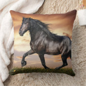 Schönes Schwarzes Pferd Kissen (Decke)