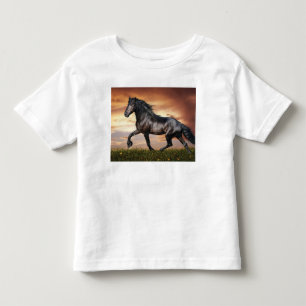 Schönes Schwarzes Pferd Kleinkind T-shirt