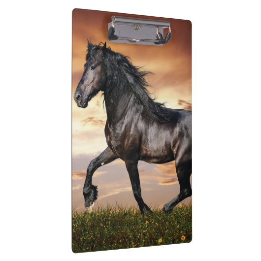 Schönes Schwarzes Pferd Klemmbrett (Rechts)