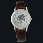 Schönes Schwarzes Pferd Kopf Portrait Wasserfarbe Armbanduhr<br><div class="desc">Eine Armbanduhr mit schöner Abbildung eines schwarzen Pferdekopfes mit extravaganter Blumenverzierung am Hals. Elegante und klassische Tiermalerei. Grauer Hintergrund.</div>