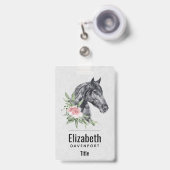 Schönes Schwarzes Pferd Kopf Portrait Wasserfarbe Ausweis (Vorderseite mit Ausziehbar)